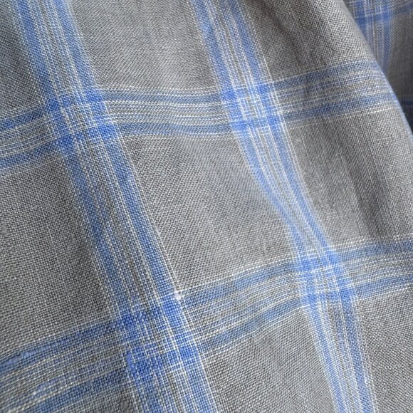 Henry Jacobson Long Sleeve Button Up Collared 100% Linen Plaid Shirt Size L - Picture 8 of 9